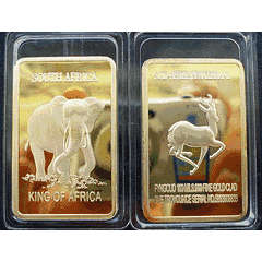 SOUTH AFRICA KRUGERRAND - THE ELEPHANT (KING OF AFRICA) .999 24K Gold Layered Bullion Bar 1 OZ